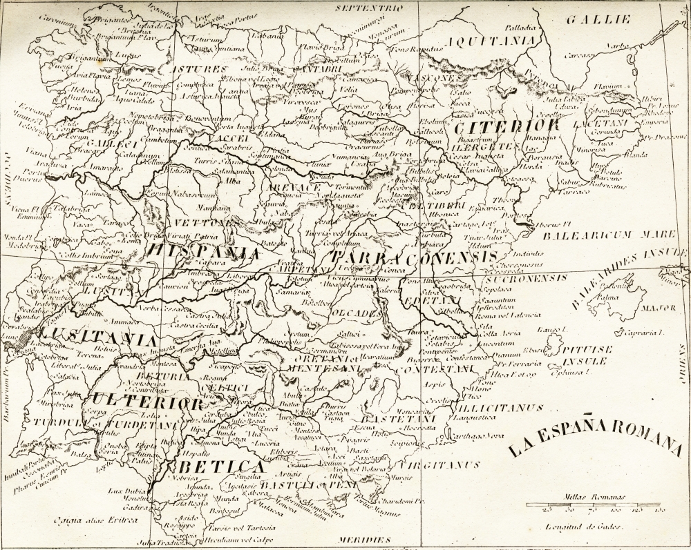 Map of Roman Spain C.413 Poster Print, 17 x 13