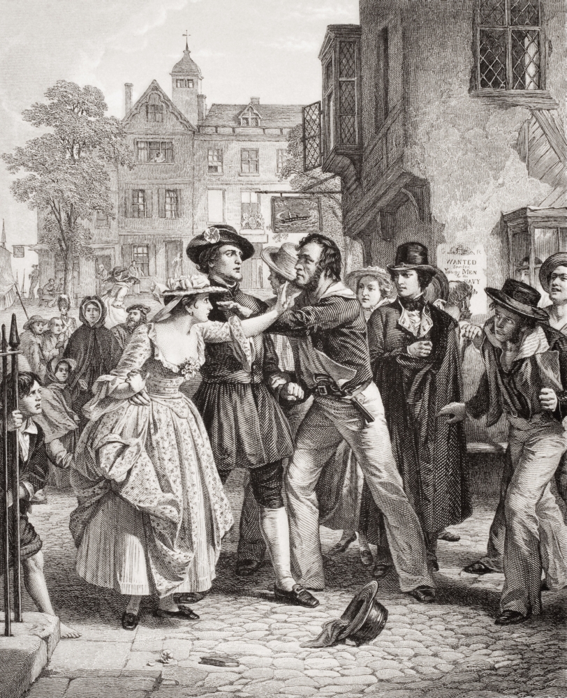 The Press Gang Seizing A Waterman On Tower Hill On The Morning of His Marriage DayEngraved by R Anderson After A Johns Poster Print, Large - 26 x 32