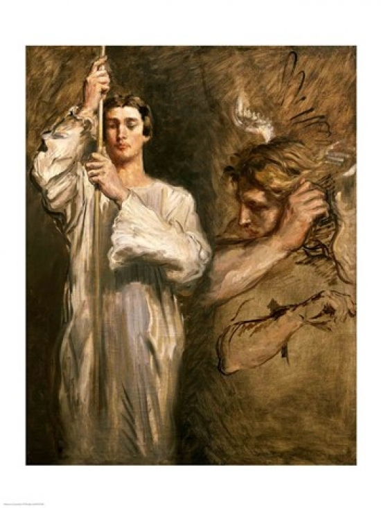 Picture of Posterazzi BALXIR237920LARGE Young Man Holding A Cross Poster Print by Theodore Chasseriau - 24 x 36 in. - Large