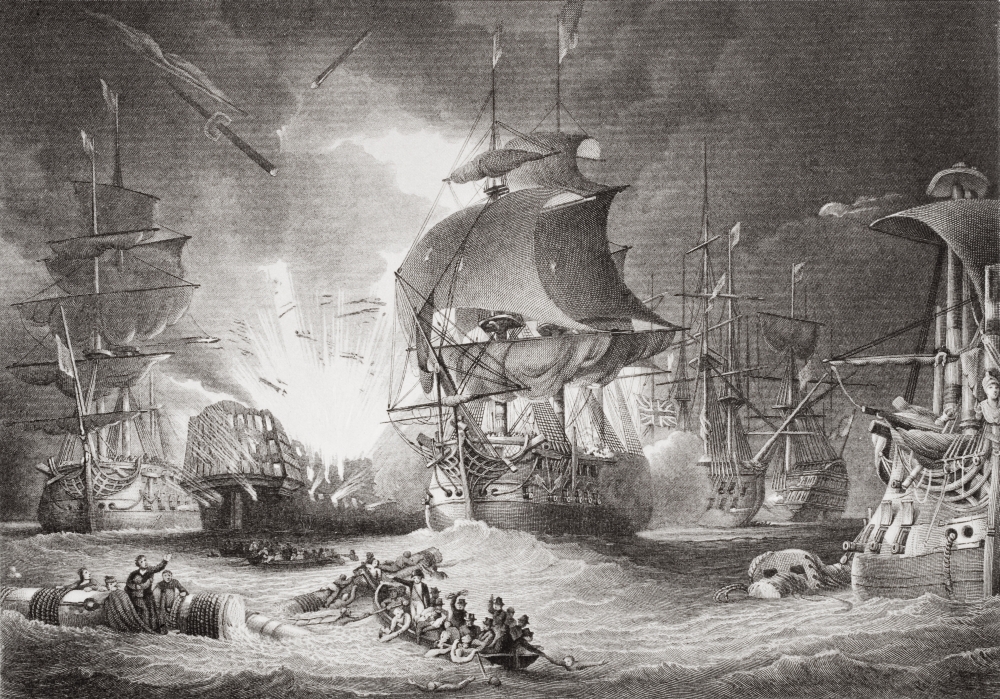 The Battle of The Nile Night of August 1 1798 Engraved by C. Lawrie After Poster Print - Large - 34 x 24