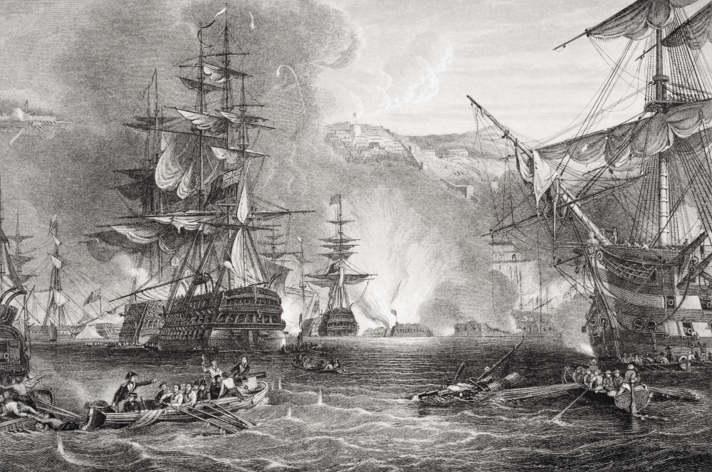 The Bombardment of Algiers by Lord Exmouth In 1816 Engraved by T. Brown After Poster Print