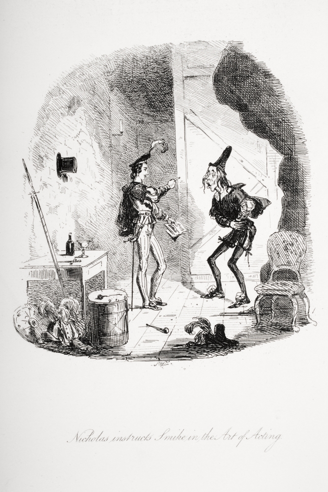Picture of Posterazzi DPI1860135 Nicholas Instructs Smike In The Art of Acting Illustration From The Charles Dickens Novel Nicholas Nickleby by H.K. Browne Known As Phiz Poster Print&#44; 12 x 18
