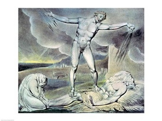 Illustrations of The Book of Job Satan Smiting Job with Sore Boils 1825 Poster Print by William Blake 24 x 18 in.