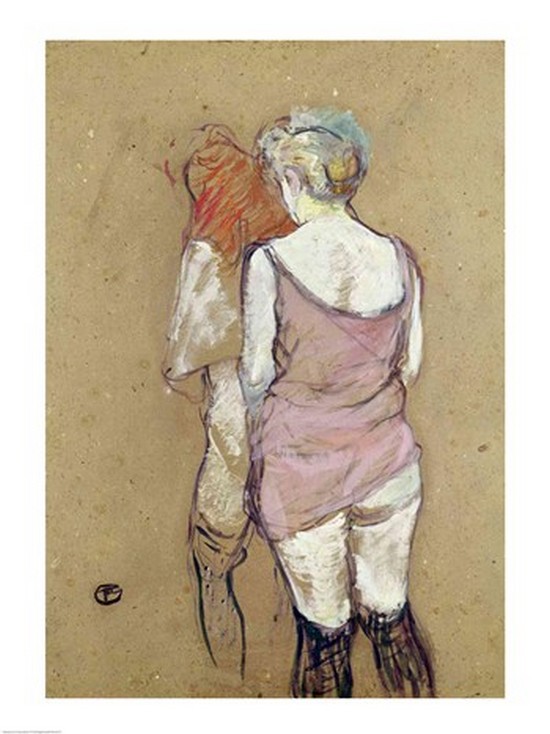 Picture of Posterazzi BALXIR243472 Two Semi-Nude Women at The Maison De La Rue Des Moulins 1894 Poster Print by Henri De Toulouse-Lautrec - 18 x 24 in.