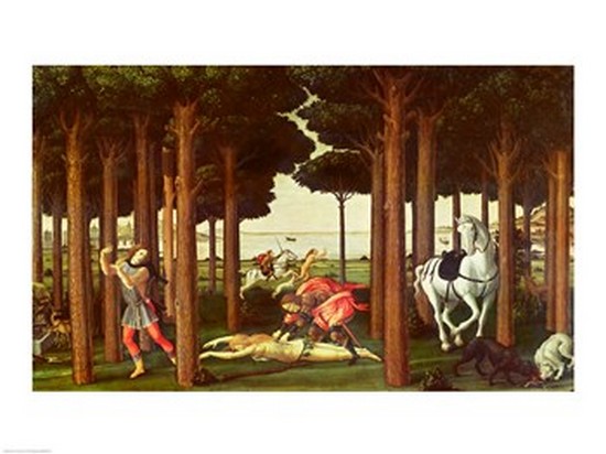 Picture of Posterazzi BALXIR38735 The Story of Nastagio Degli Onesti The Disembowelment of The Woman Pursued 1483-87 Print by Sandro Botticelli - 24 x 18 in.