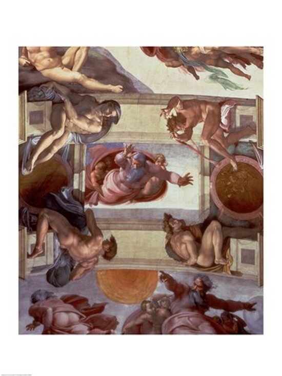 BALBAL148864LARGE Sistine Chapel Ceiling - The Separation of The Waters From The Earth 1511-12 Print by Michelangelo Buonarroti - 24 x 36 in. - Large