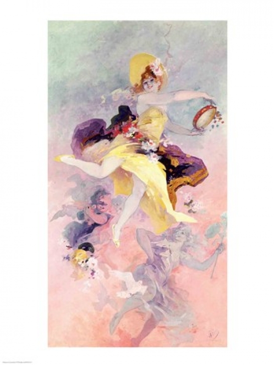 Dancer with A Basque Tambourine Poster Print by Jules Cheret - 24 x 36 in. - Large