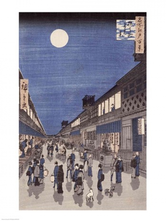 Picture of Posterazzi BALXIR253120 Night Time View of Saruwaka Street Poster Print by Utagawa Hiroshige - 18 x 24 in.