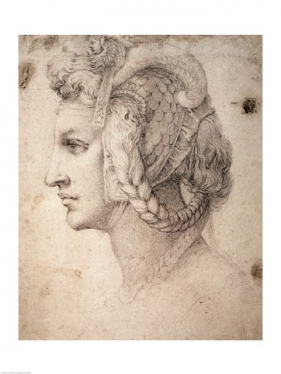 Study of Head Poster Print by Michelangelo Buonarroti - 18 x 24 in.