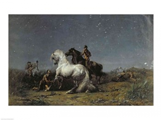 The Horse Thieves Poster Print by Eugene Delacroix - 24 x 18 in.