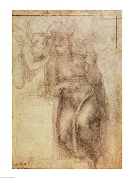 BALBAL57546LARGE Inv.1895-9-15-516.recto w.72 Study for the Annunciation Poster Print by Michelangelo Buonarroti - 24 x 36 in. - Large