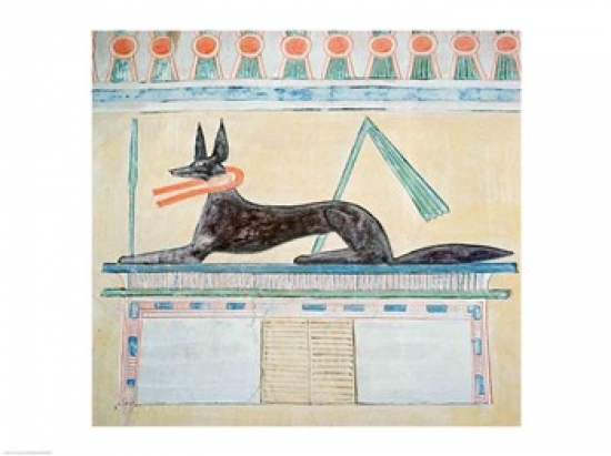 Picture of Posterazzi BALBAL59331 Anubis Egyptian God of The Dead Lying on Top of A Sarcophagus Poster Print - 24 x 18 in.