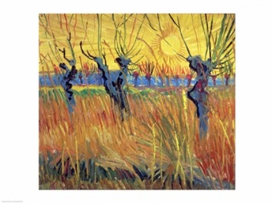 BALBAL6699LARGE Pollarded Willows & Setting Sun 1888 Poster Print by Vincent Van Gogh - 36 x 24 in. - Large