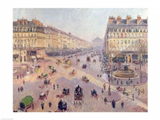 BALXIR33701 The Avenue De LOpera Paris Sunlight Winter Morning C.1880 Poster Print by Camille Pissarro - 24 x 18 in.