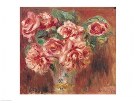 Picture of Posterazzi BALXIR66156LARGE Roses in A Vase C.1890 Poster Print by Pierre-Auguste Renoir - 36 x 24 in. - Large
