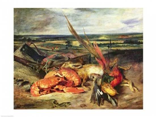 Still Life with Lobsters Poster Print by Eugene Delacroix - 24 x 18 in.