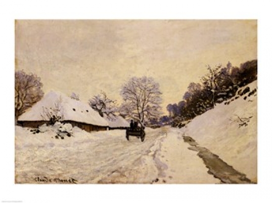Picture of Posterazzi BALXIR7221 The Cart Or Road Under Snow at Honfleur 1867 Poster Print by Claude Monet - 24 x 18 in.