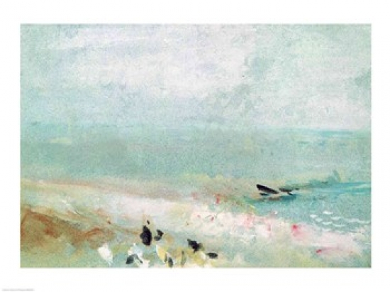 Picture of Posterazzi BALXIR360258 Beach with Figures & A Jetty. C.1830 Poster Print by J.M.W. Turner - 24 x 18 in.