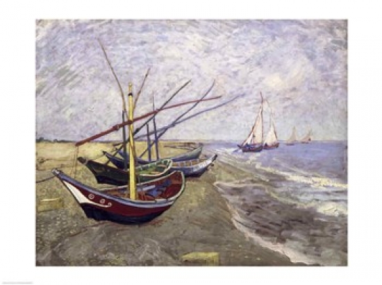 BALSSI380373 Fishing Boats on The Beach at Saintes-Maries-De-La-Mer Poster Print by Vincent Van Gogh - 24 x 18 in -  Posterazzi