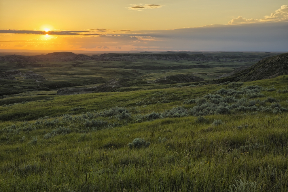 Sunset Over Killdeer Badlands in Grasslands National Park - Saskatchewan Canada Poster Print - 36 x 24 in. - Large