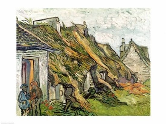 Picture of Posterazzi BALXIR41128LARGE Thatched Cottages in Chaponval Poster Print by Vincent Van Gogh - 36 x 24 in. - Large