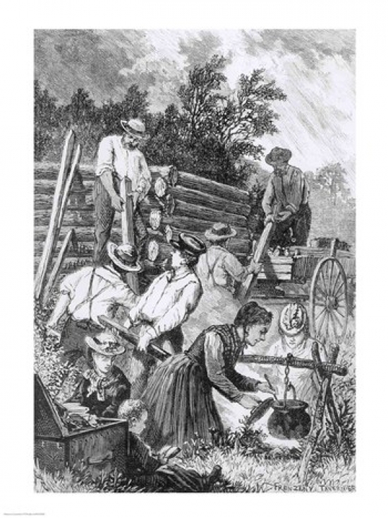 Building The Log-Cabin Poster Print - 24 x 36 in. - Large