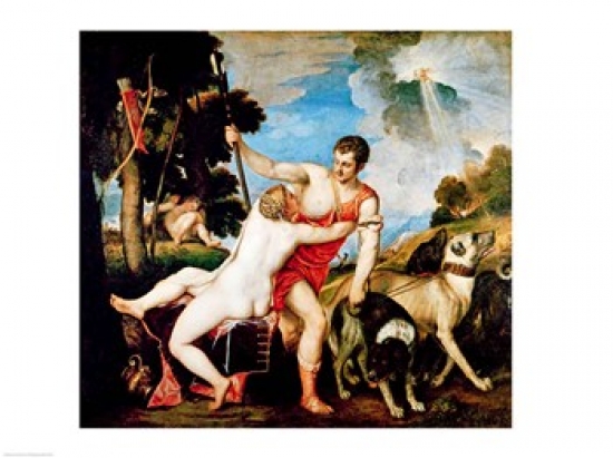 Venus & Adonis 1553 Poster Print by Titian - 24 x 18 in.