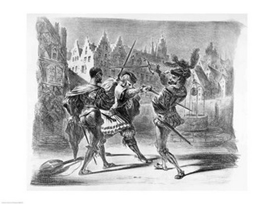 Duel Between Faust & Valentine From Goethes Faust Poster Print by Eugene Delacroix - 24 x 18 in.
