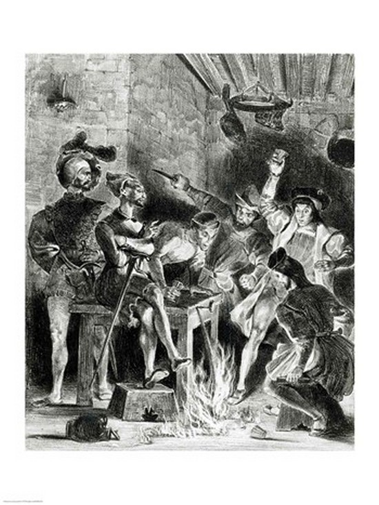 BALXIR60203 Mephistopheles & The Drinking Companions From Goethes Faust 1828 Poster Print by Eugene Delacroix - 18 x 24 in.