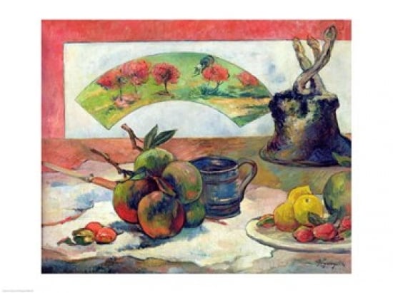 Still Life with A Fan C.1889 Poster Print by Paul Gauguin - 24 x 18 in.