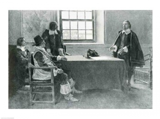 Sir William Berkeley Surrendering To The Commissioners of The Commonwealth Illustration From in Washington Day Poster Print - 24 x 18 in.
