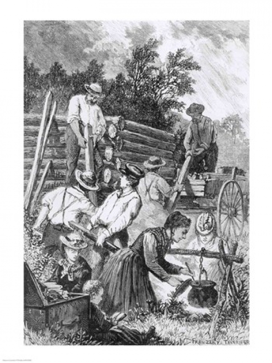 Building The Log-Cabin Poster Print - 18 x 24 in.