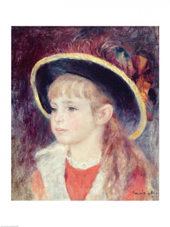 Picture of Posterazzi BALXIR83668LARGE Portrait of A Young Girl in A Blue Hat 1881 Poster Print by Pierre-Auguste Renoir - 24 x 36 in. - Large