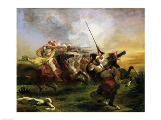 Picture of Posterazzi BALXIR69466LARGE Moroccan Horsemen in Military Action 1832 Poster Print by Eugene Delacroix - 36 x 24 in. - Large