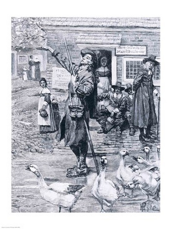 BALBAL108908 A Quaker Exhorter in New England Illustration From The Second Generation of Englishmen in America Print by Howard - 18 x 24 in.