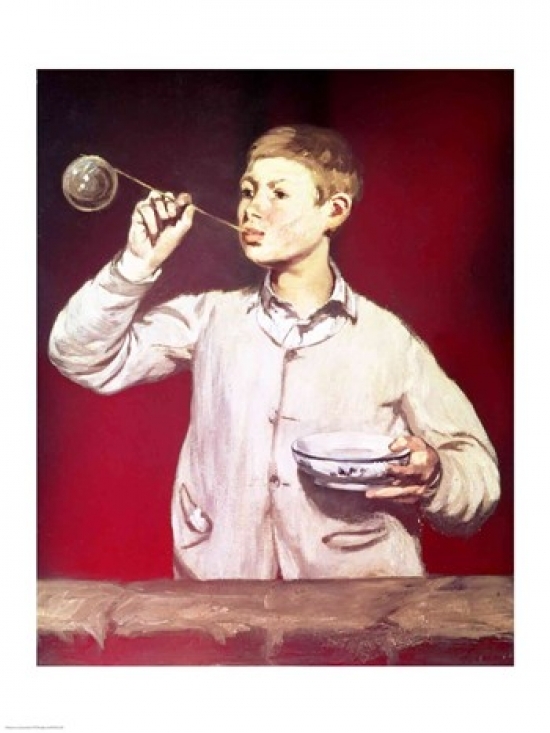 Boy Blowing Bubbles Poster Print by Edouard Manet - 24 x 36 in. - Large