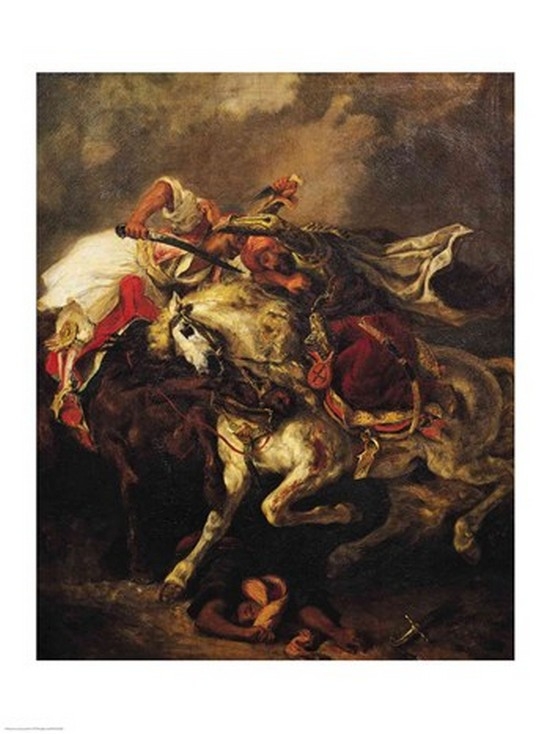Picture of Posterazzi BALXIR143828LARGE The Battle of Giaour & Hassan After Byrons Poem Le Giaour 1835 Poster Print by Eugene Delacroix - 24 x 36 in. - Large