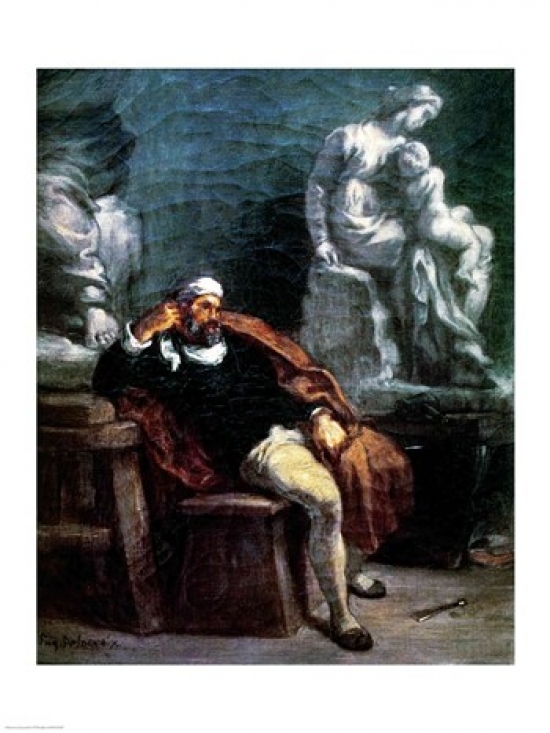 Michelangelo in His Studio Poster Print by Eugene Delacroix - 24 x 36 in. - Large