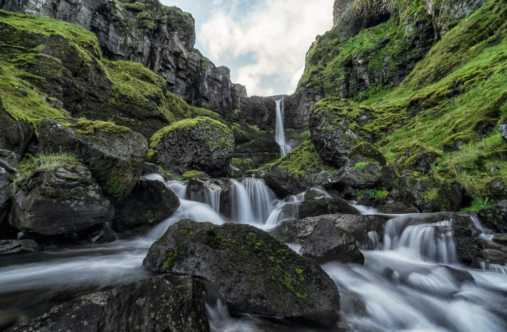 An Unnamed Stream Flows Over A Cliff Face Creating A Beautiful Waterfall After A Period of Heavy Rains - Iceland Poster Print - 19 x 12 in.