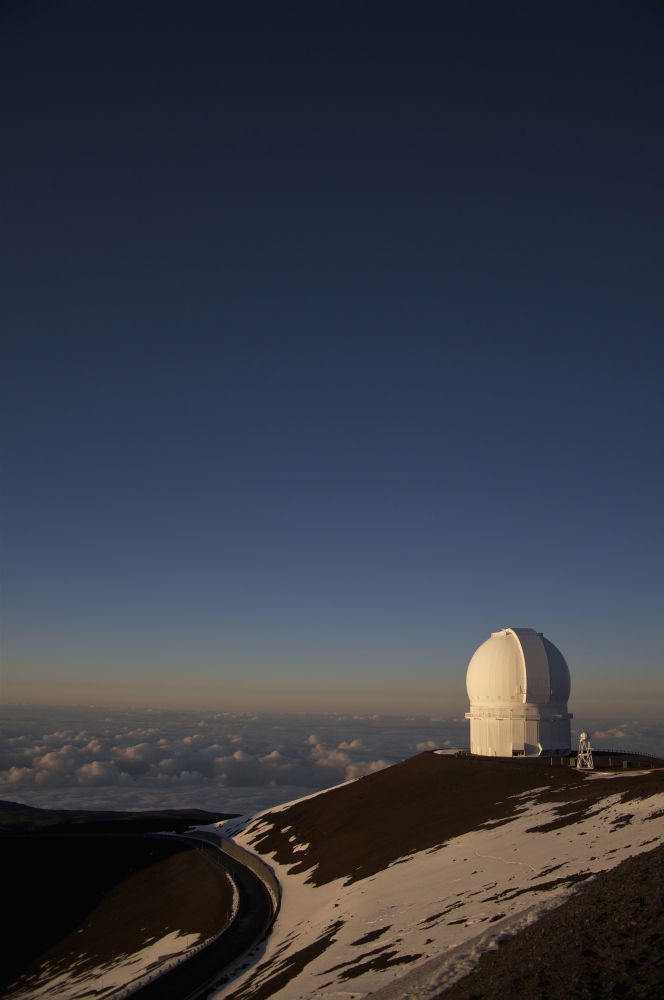The Sun Sets Over The Summit of Mauna Kea & The Domed Observatories & Telescopes - Island of Hawaii Hawaii United S 1 Poster Print - 12 x 19 in.