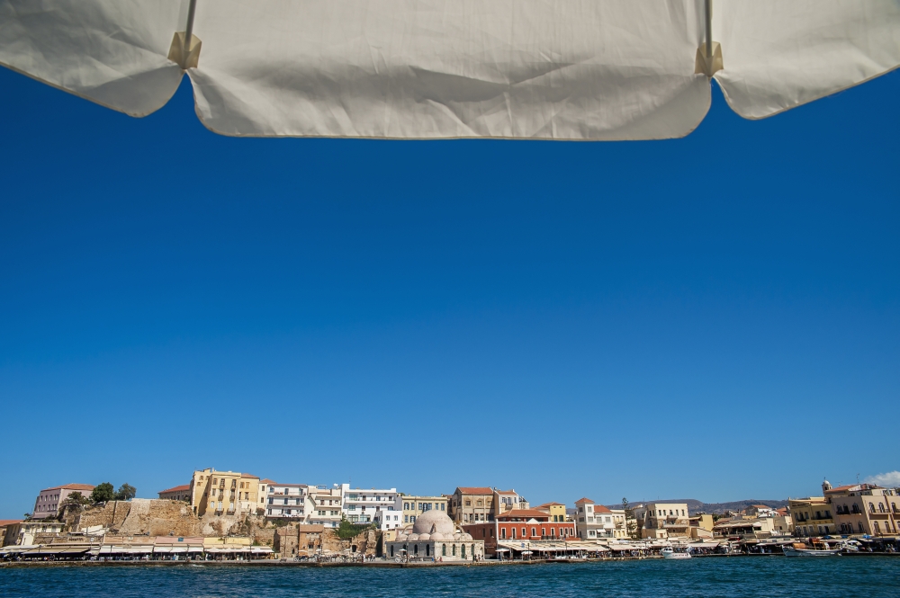 Buildings Along The Harbour - Chania Crete Greece Poster Print