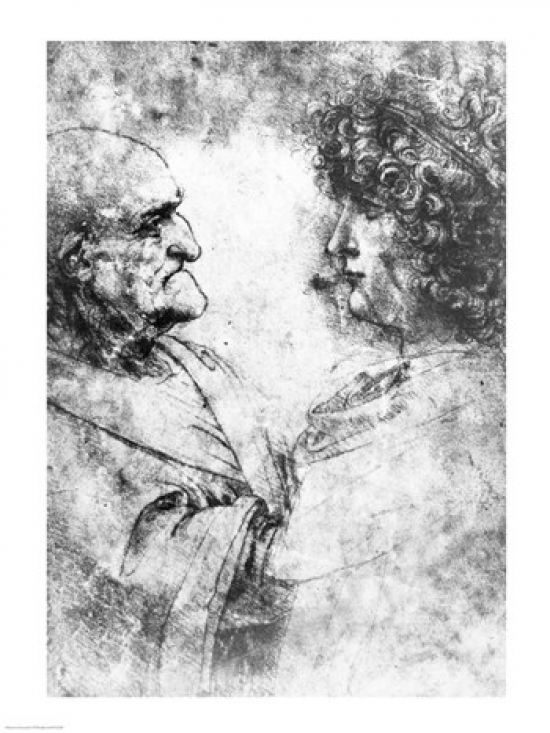Study of A Nutcracker Man & Beautiful Youth C.1500 Poster Print by Leonardo Da Vinci - 24 x 36 in. - Large