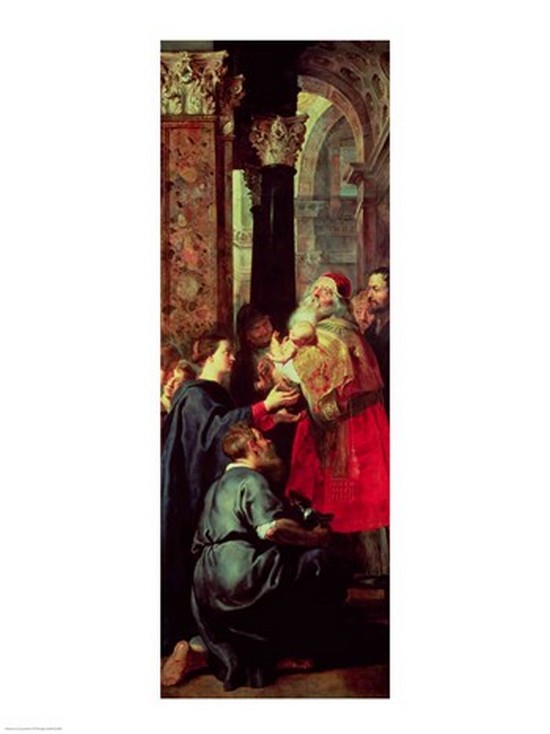 Presentation in The Temple Right Panel From The Descent From The Cross Triptych Print by Peter Paul Rubens - 18 x 24 in.