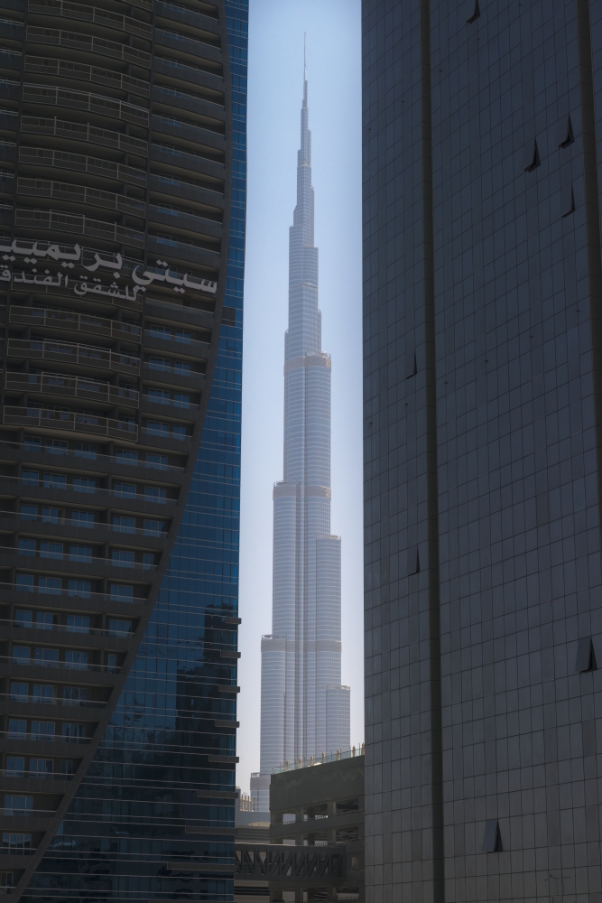 DPI2373938LARGE Looking Between Two Tall Office Buildings to the Burj Khalifa - Dubai United Arab Emirates Poster Print, 24 x 38 - Large