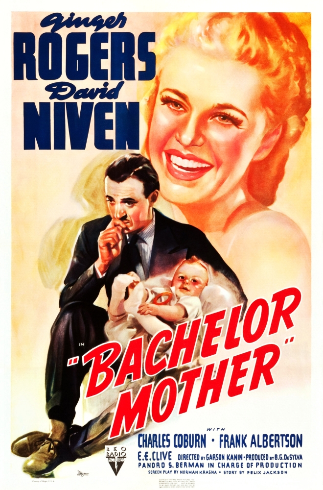 Everett Collection EVCMCDBAMOEC020H Bachelor Mother US Poster Art From Left - David Niven Ginger Rogers 1939 Movie Poster Masterprint, 11 x 17 -  Posterazzi