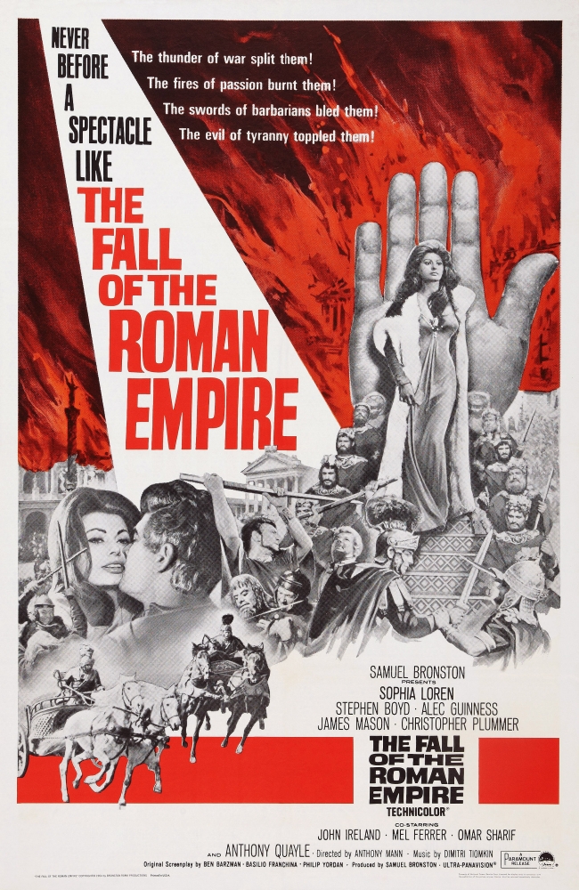 Everett Collection  The Fall of The Roman Empire US Poster Art Top Right & Bottom Left - Sophia Loren 1964 Movie Poster Masterprint, 24 x 36 - Large -  Posterazzi, EVCMCDFAOFEC137HLARGE