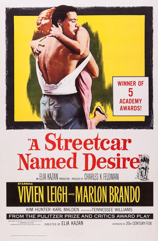 Everett Collection  A Streetcar Named Desire Poster Art L-R - Marlon Brando Kim Hunter On Poster Art 1951 Movie Poster Masterprint, 11 x 17 -  Posterazzi, EVCMCDSTNAEC017H