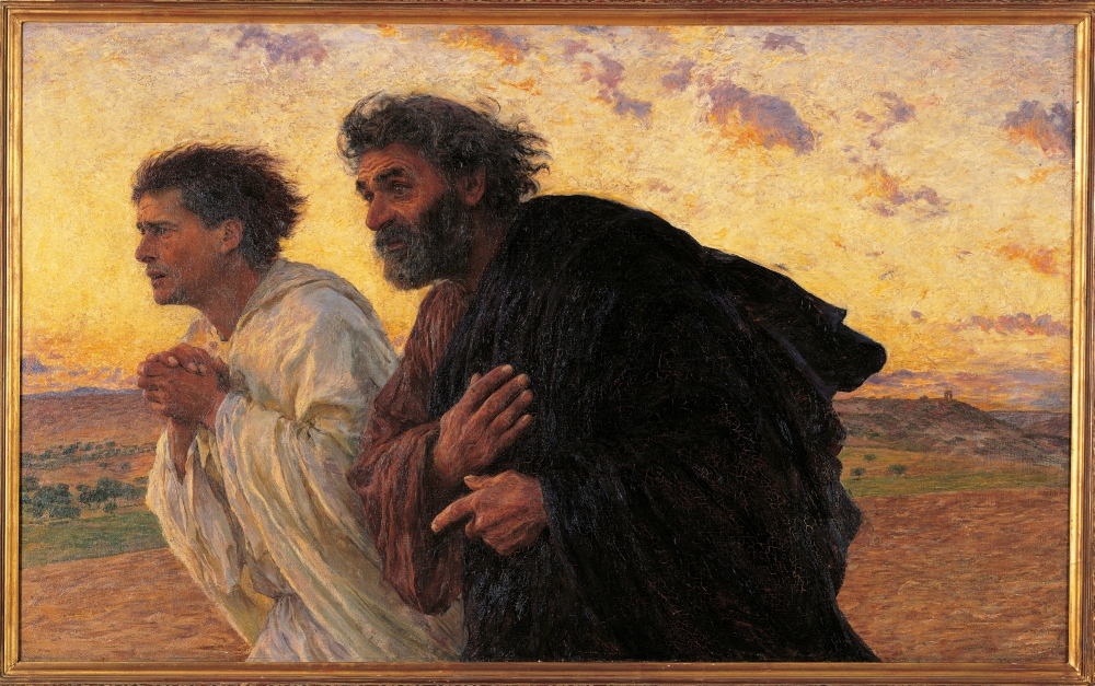 Everett Collection EVCMOND025VJ495H Disciples Peter & John Running At The Sepulchre On The Morning of The Resurrection Poster Print, 24 x 18