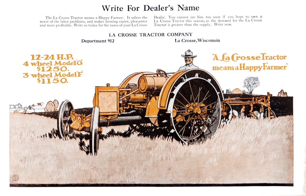 Lacrosse Tractor Advertisement From The Early 20th Century Poster Print