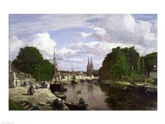 The Port at Quimper 1857 Poster Print by Eugene Louis Boudin